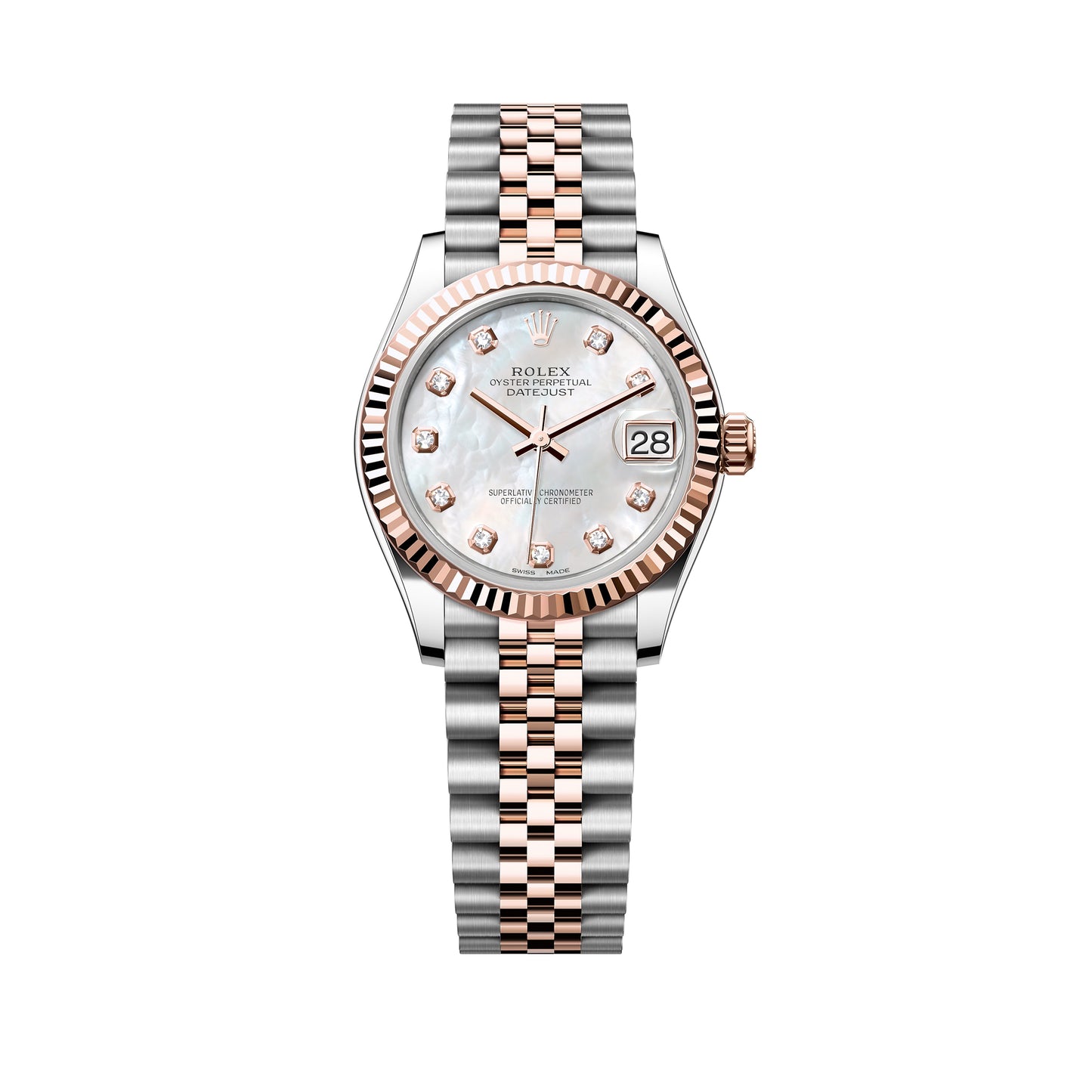 rolex datejust mother of pearl 26mm 179171 rose gold, white mother of pearl mop , pre-owned - luxury address watches