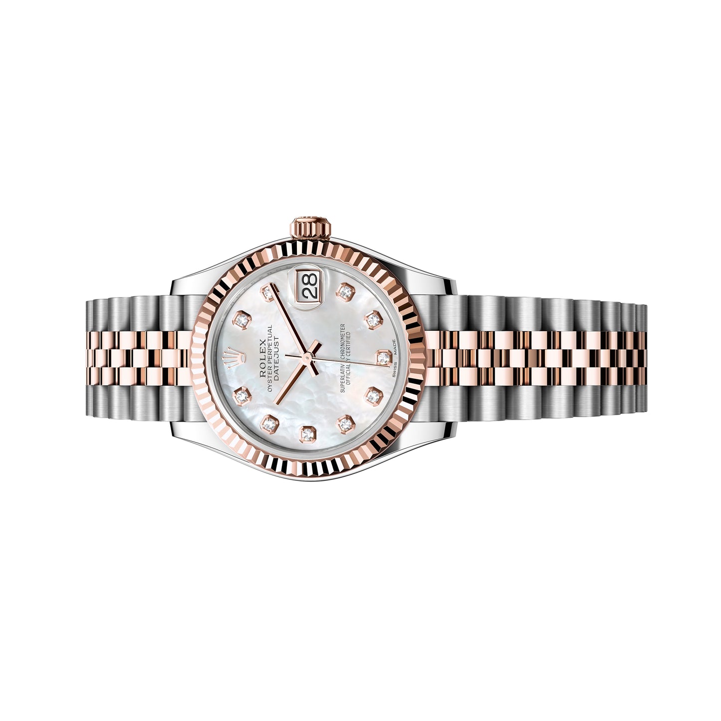 rolex datejust mother of pearl 26mm 179171 rose gold, white mother of pearl mop , pre-owned - luxury address watches